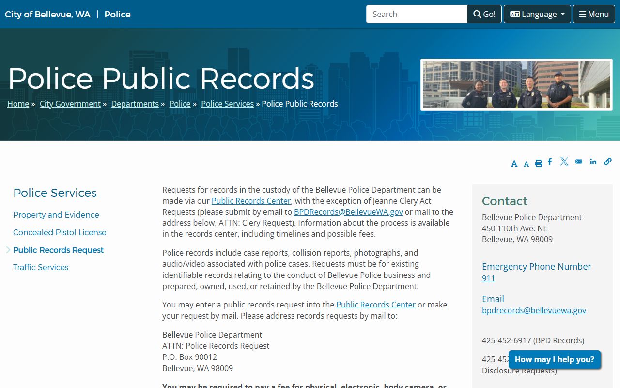 bellevue arrest records police public records portal