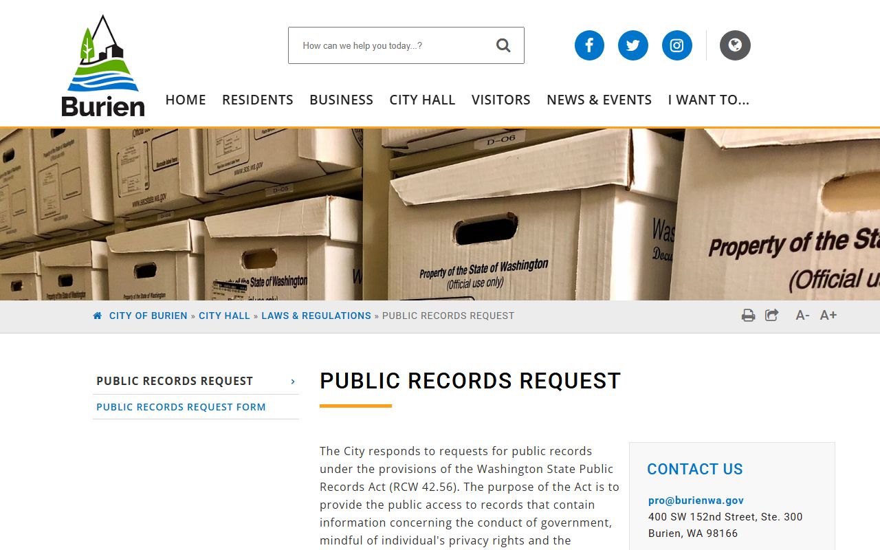 burien arrest records public records request portal