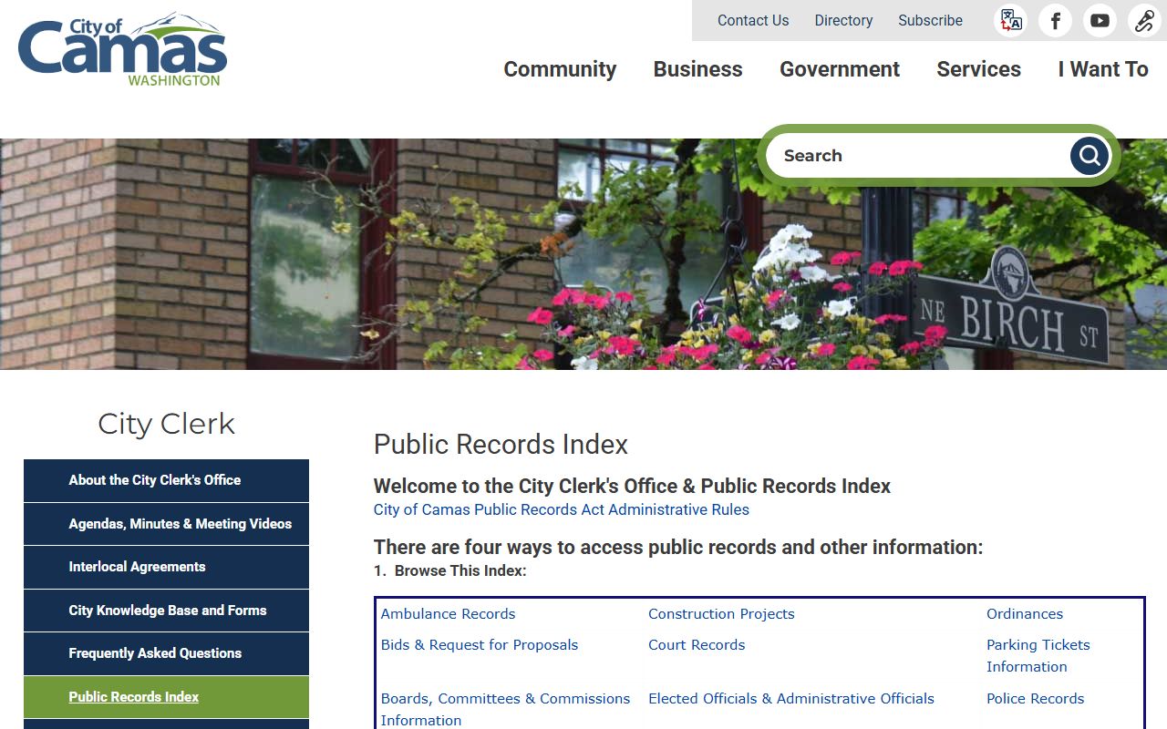 camas arrest records public records index