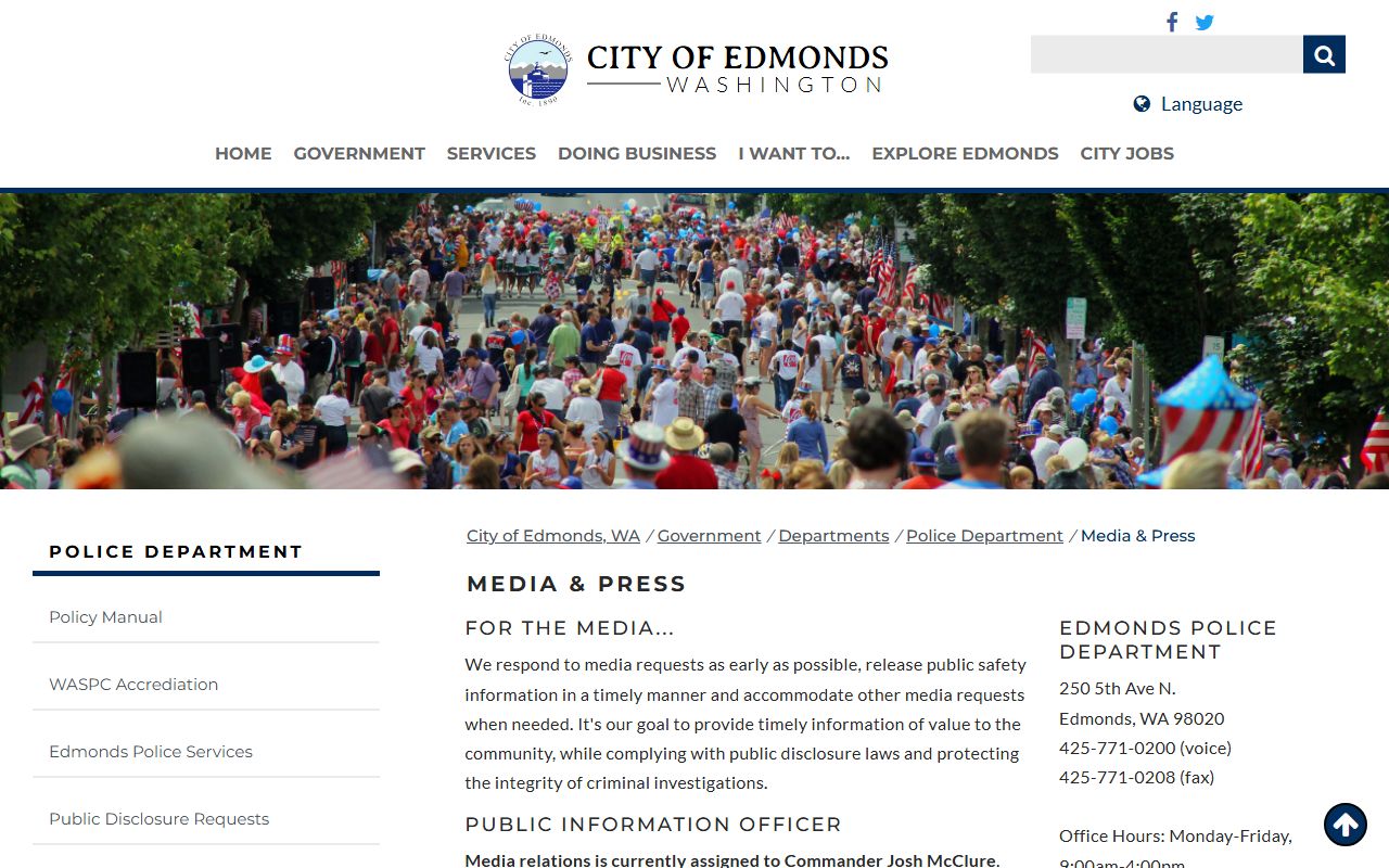 edmonds arrest records media and records unit