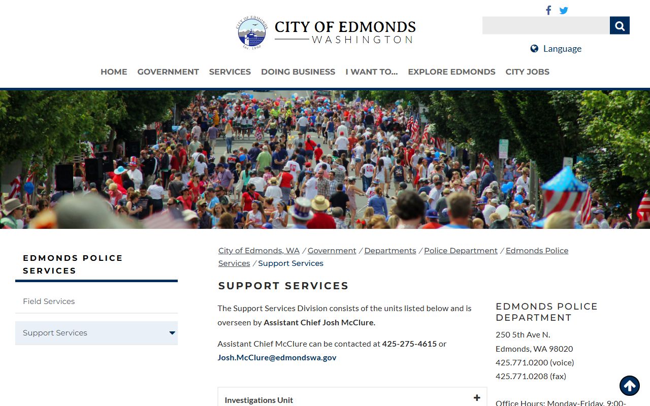 edmonds arrest records police support services