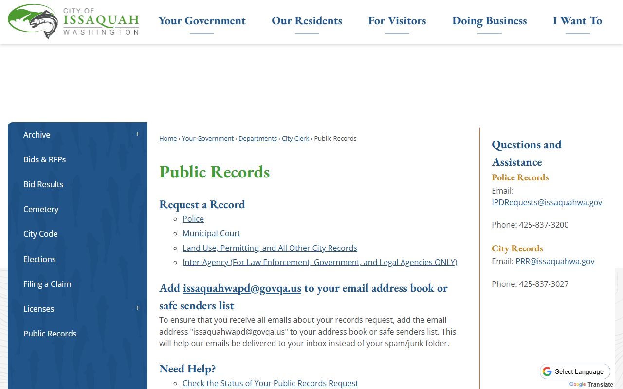 issaquah arrest records public records page