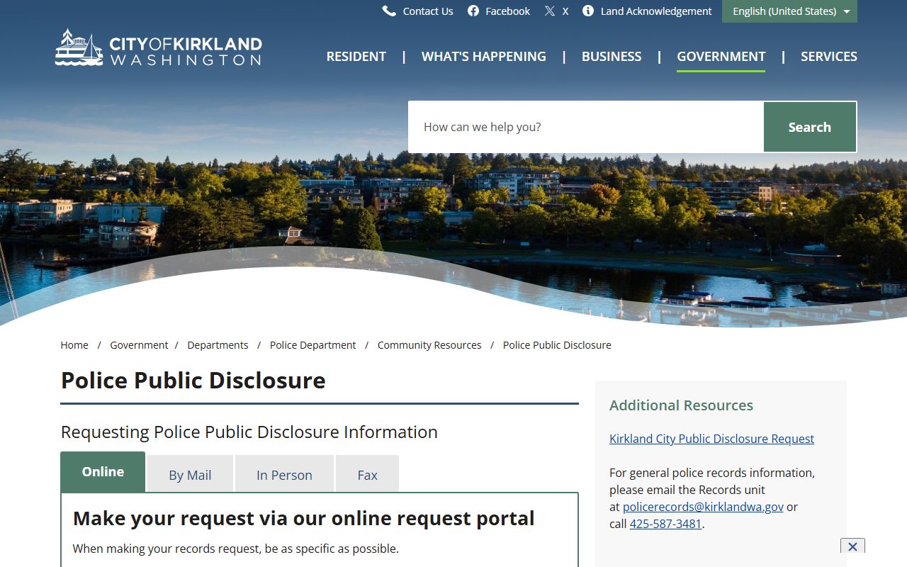 kirkland arrest records police public disclosure