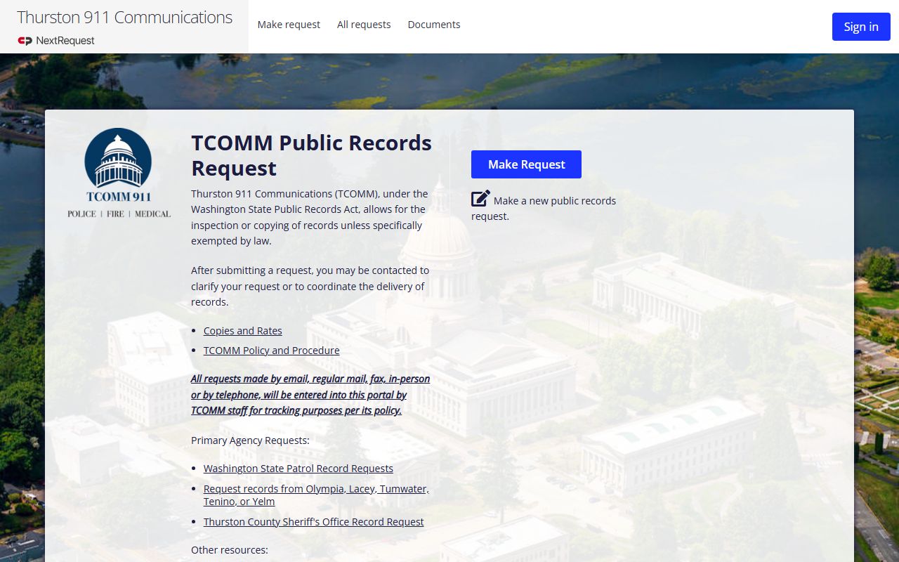 lacey arrest records TCOMM 911 dispatch records