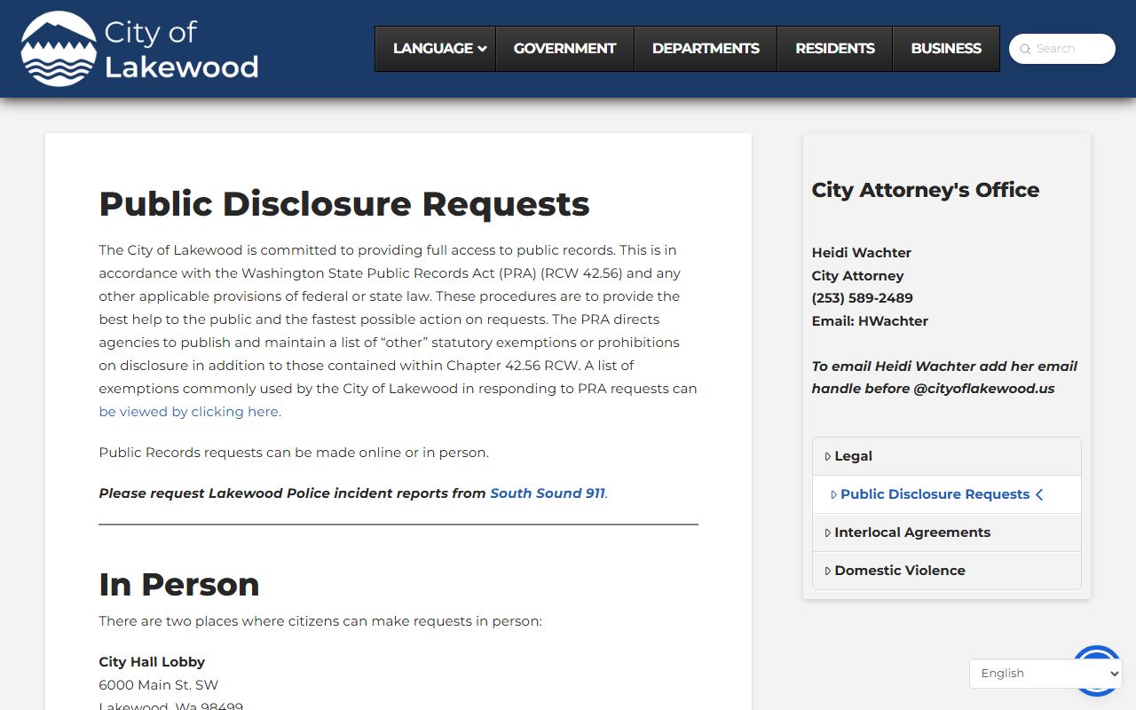 lakewood arrest records public disclosure page
