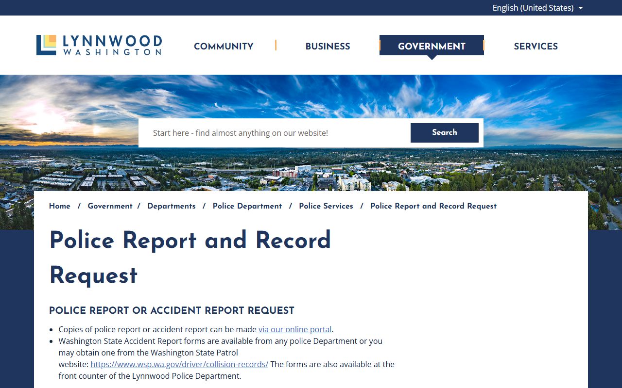 lynnwood arrest records police records request page