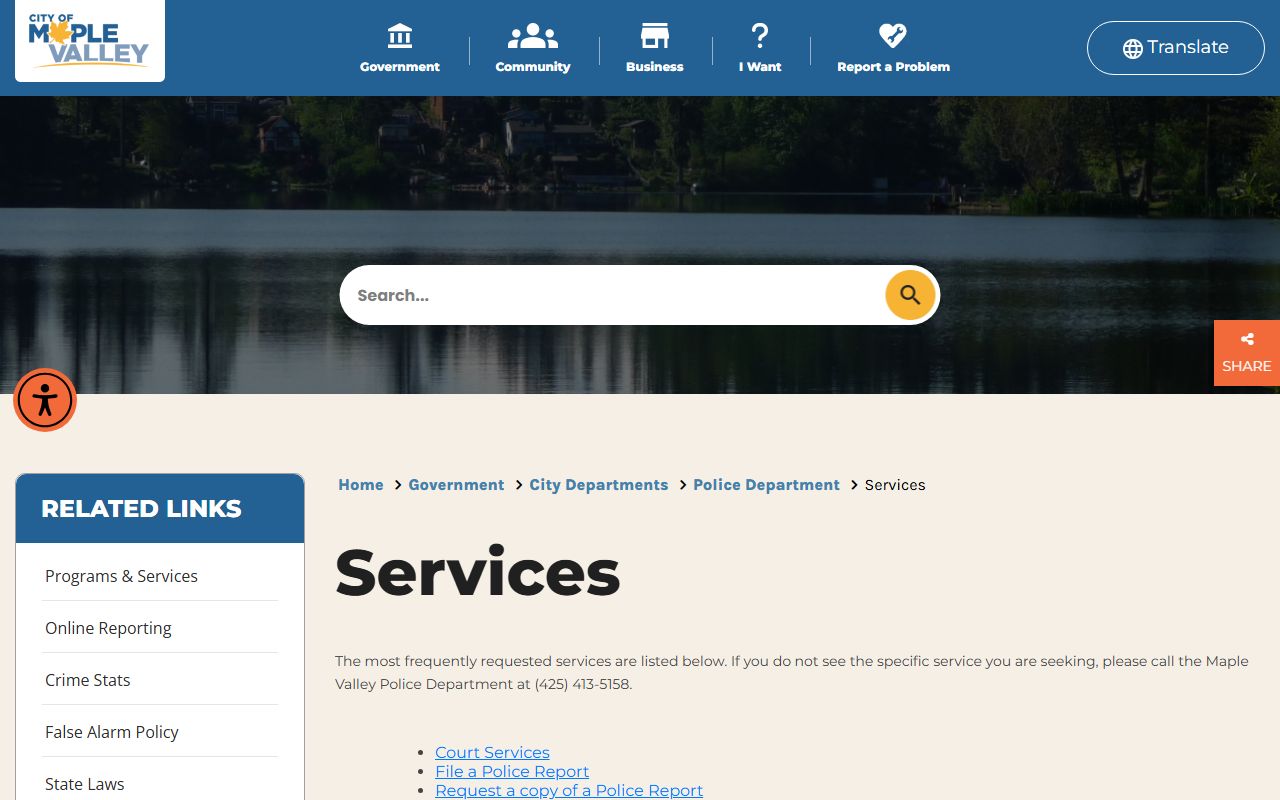 maple valley arrest records police services page