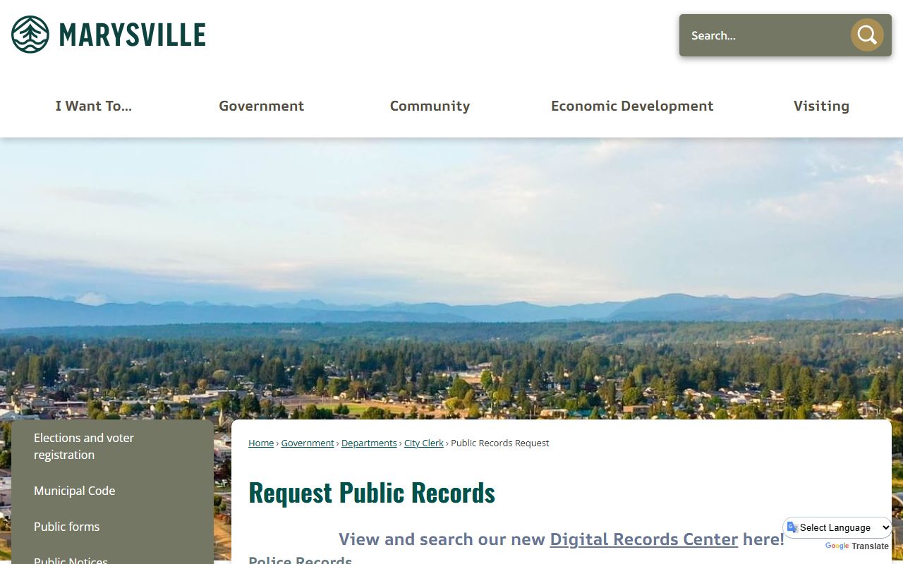 marysville arrest records public records request page