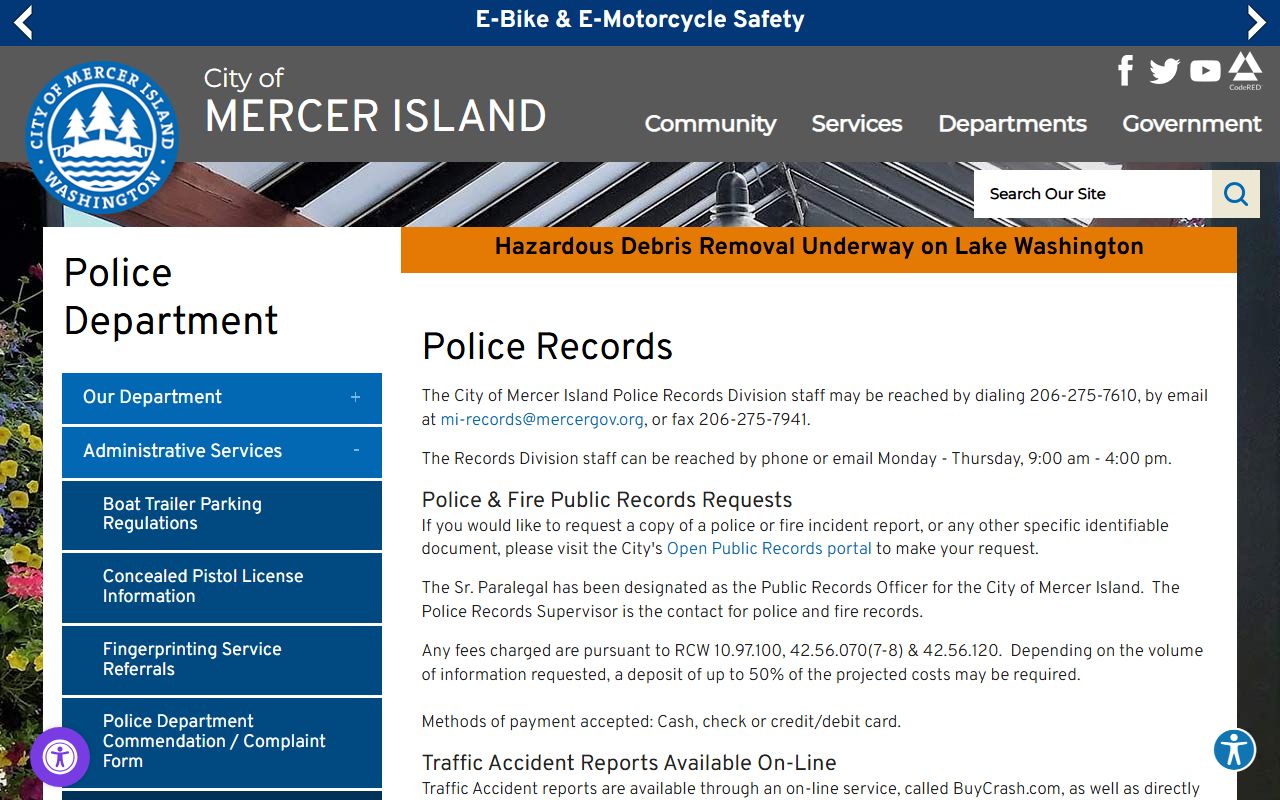 mercer island arrest records police records unit
