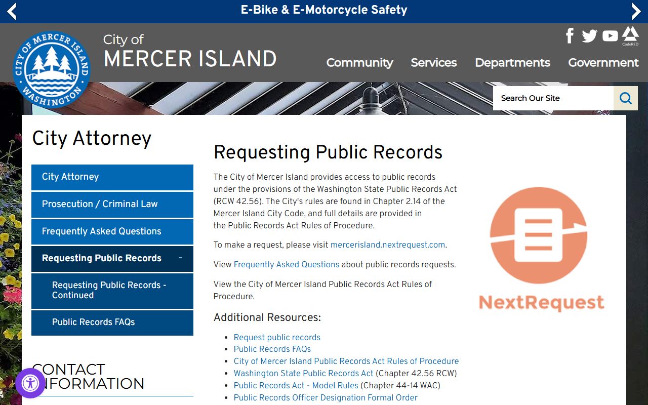 mercer island arrest records public records request page