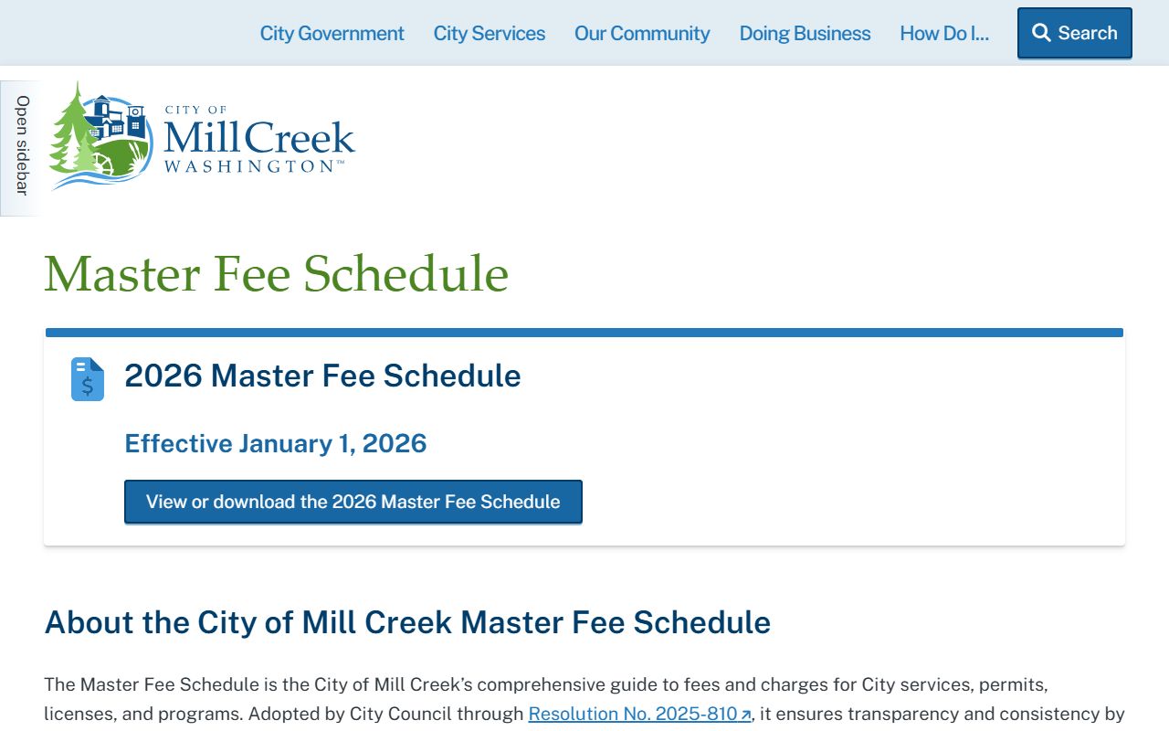 mill creek east arrest records fee schedule