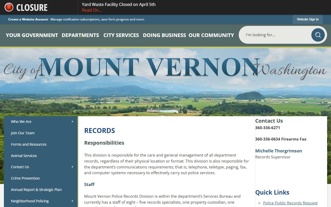 mount vernon arrest records police records division
