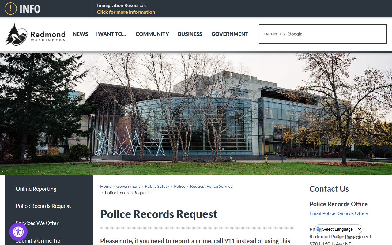 redmond arrest records police records request portal