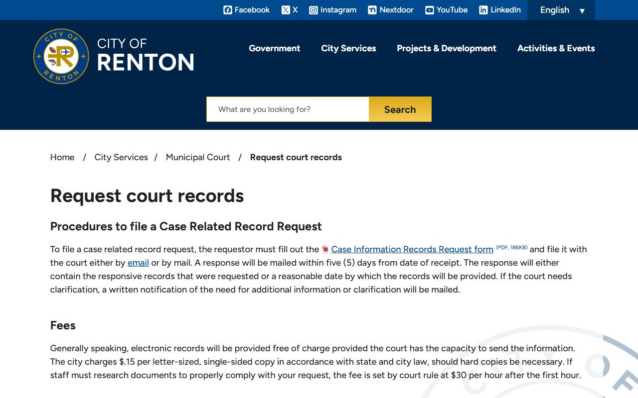 renton arrest records municipal court records