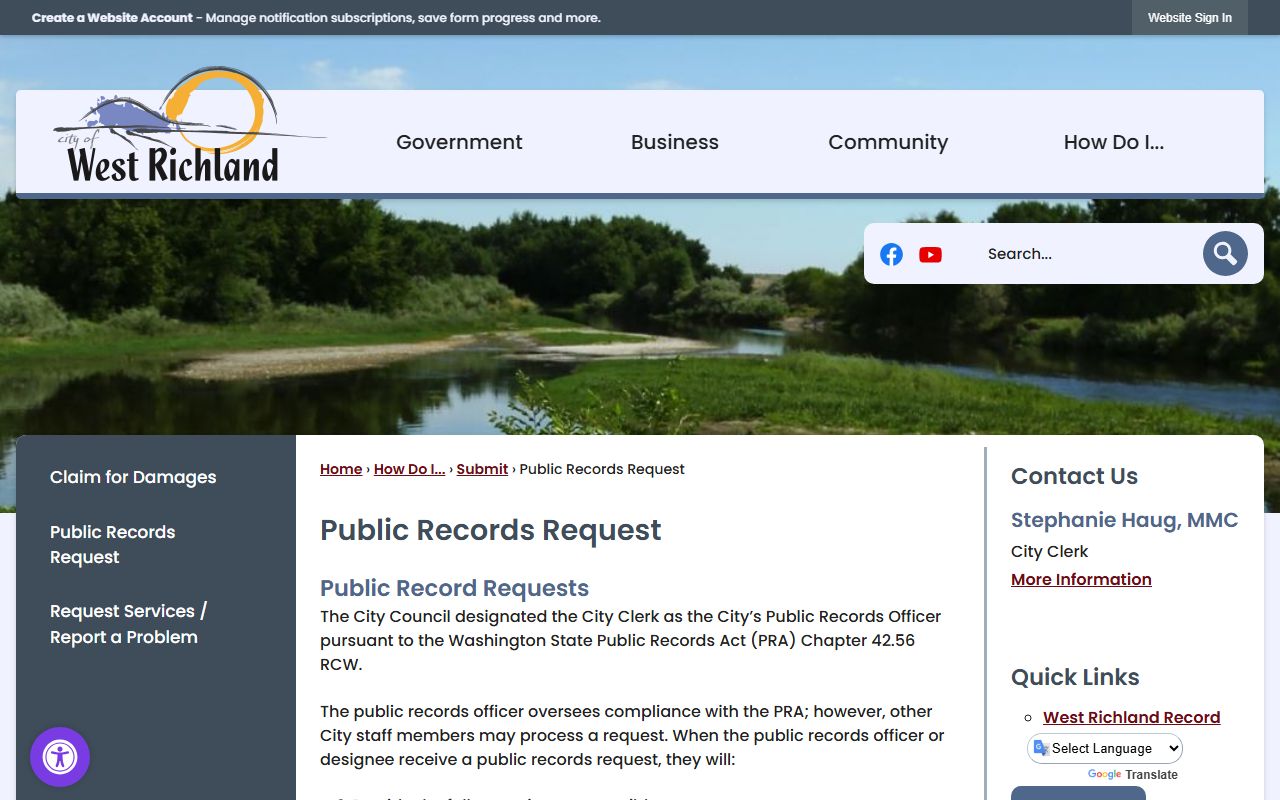 richland arrest records west richland public records request
