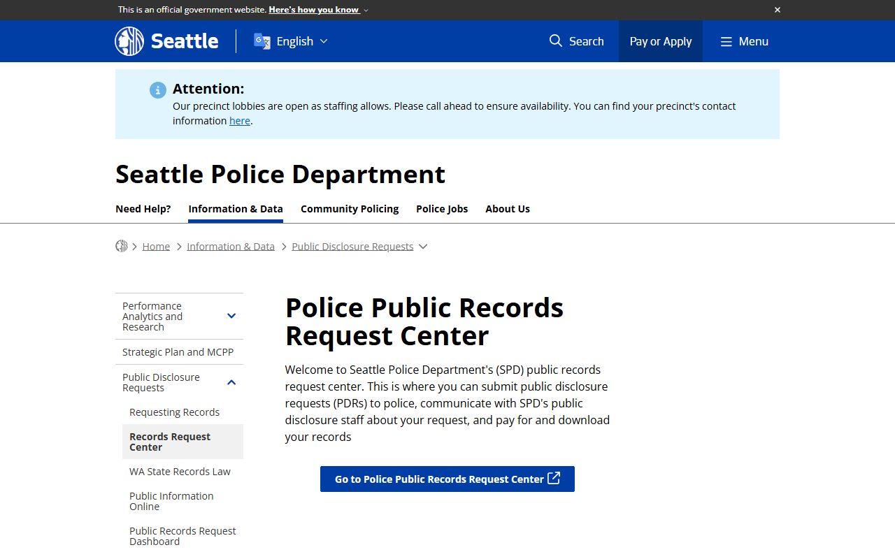 seattle arrest records spd police records request center