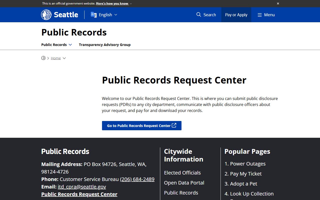 seattle arrest records city public records request center