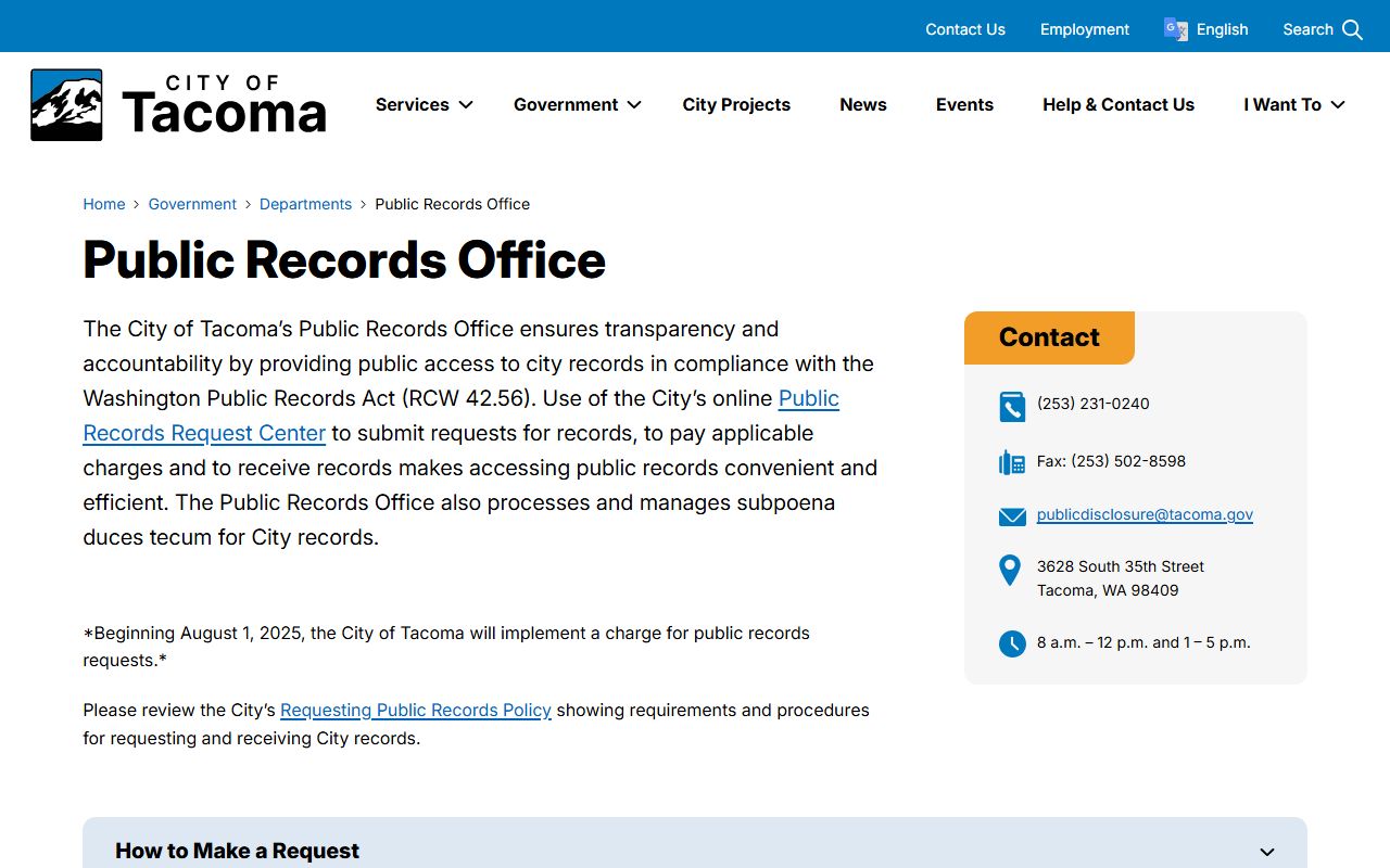 tacoma arrest records public records office