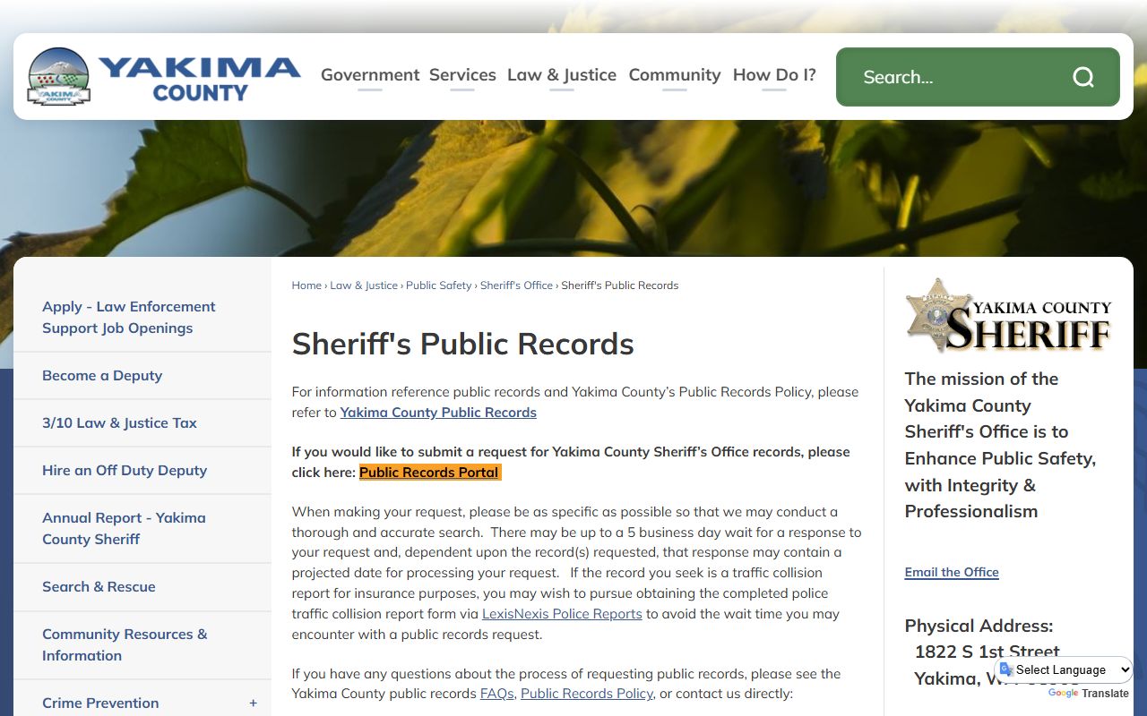 yakima arrest records yakima county sheriff public records portal