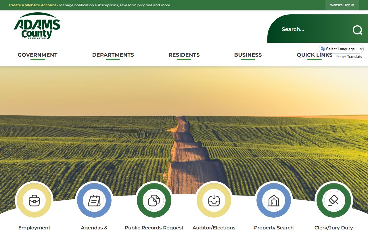 Adams County homepage for arrest records and public records requests