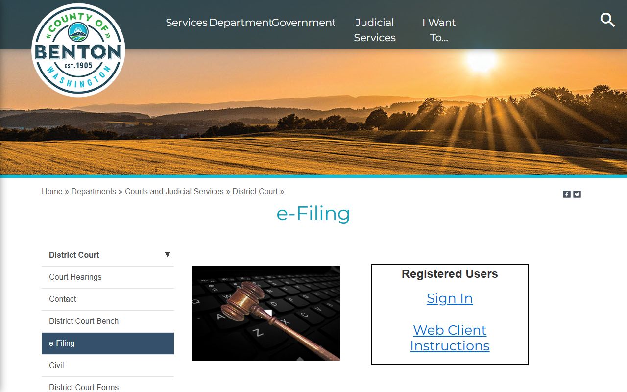 Benton County District Court for arrest-related case records and filings