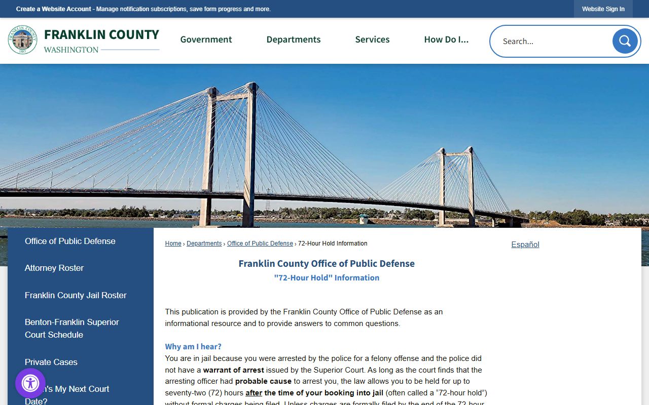 franklin county arrest records 72 hour hold information