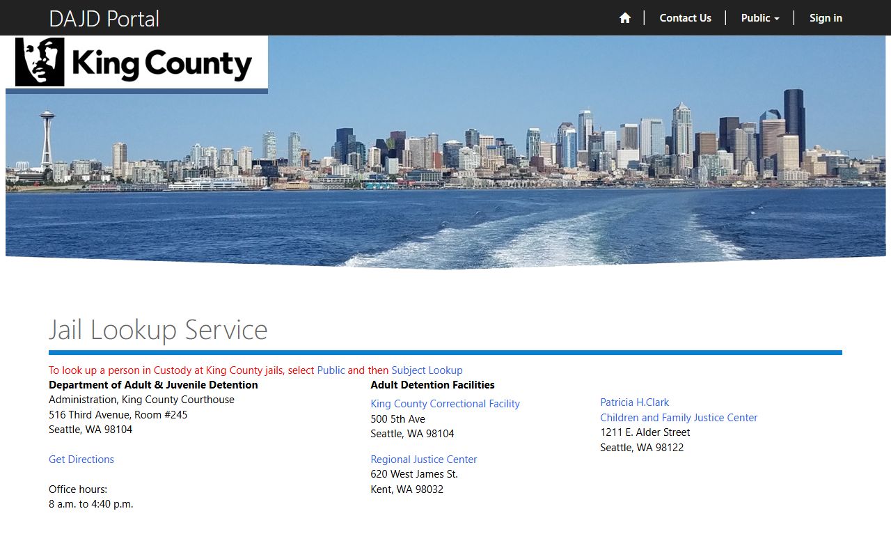 king county arrest records detention portal subject lookup
