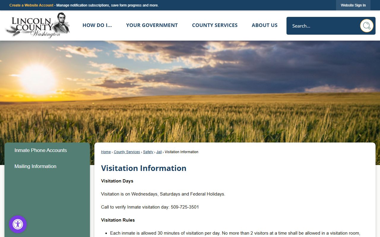 lincoln county jail visitation information arrest records