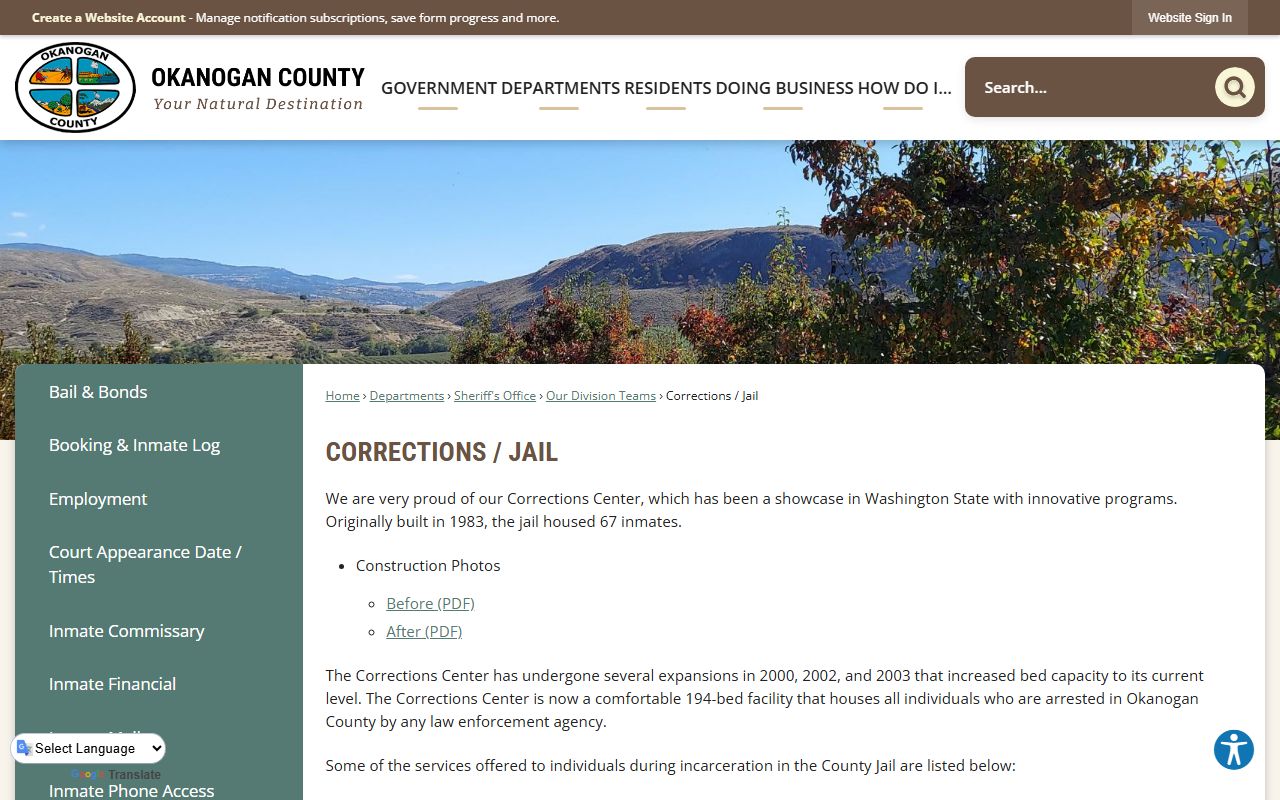 okanogan county corrections center arrest records
