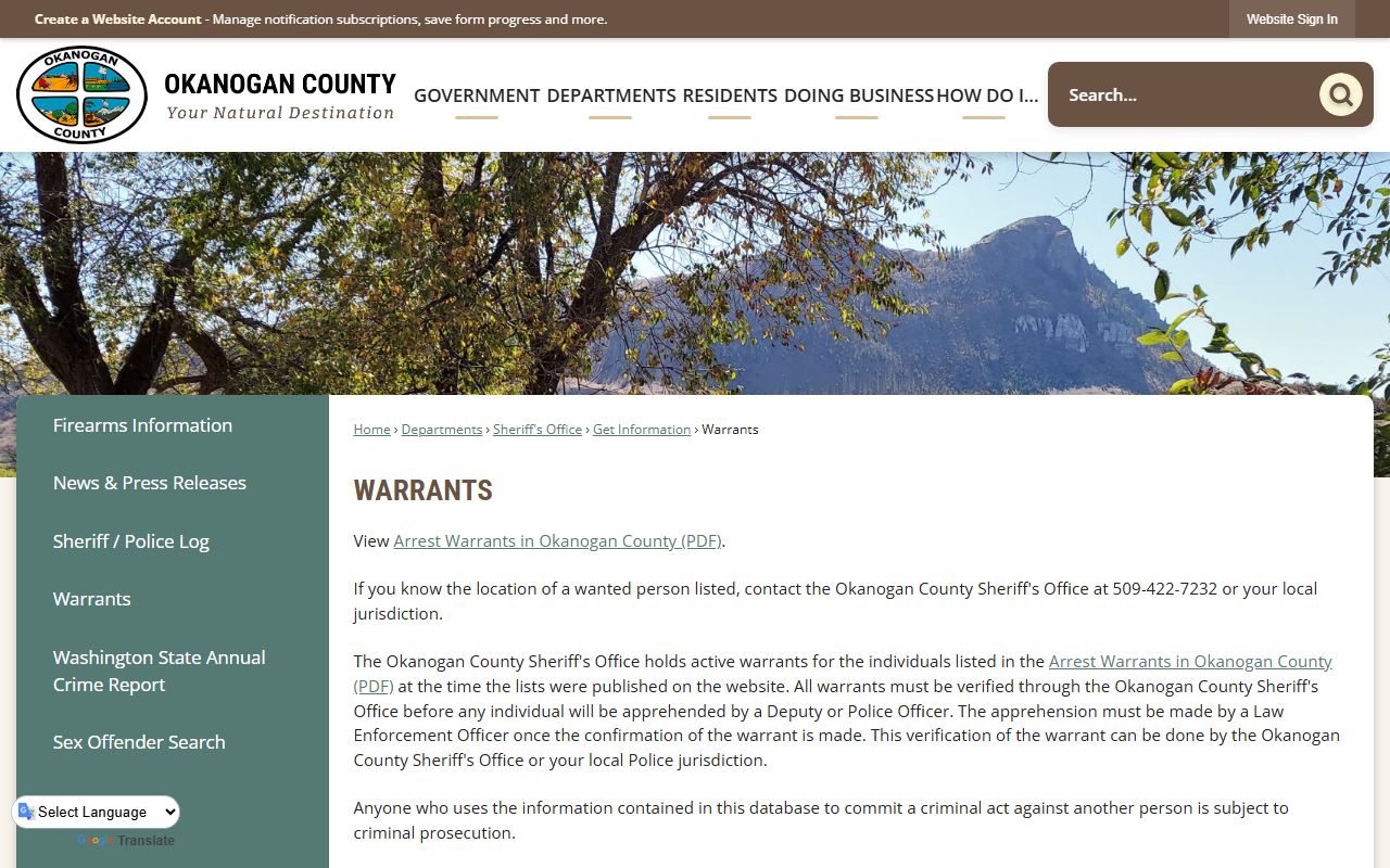 okanogan county warrants arrest records
