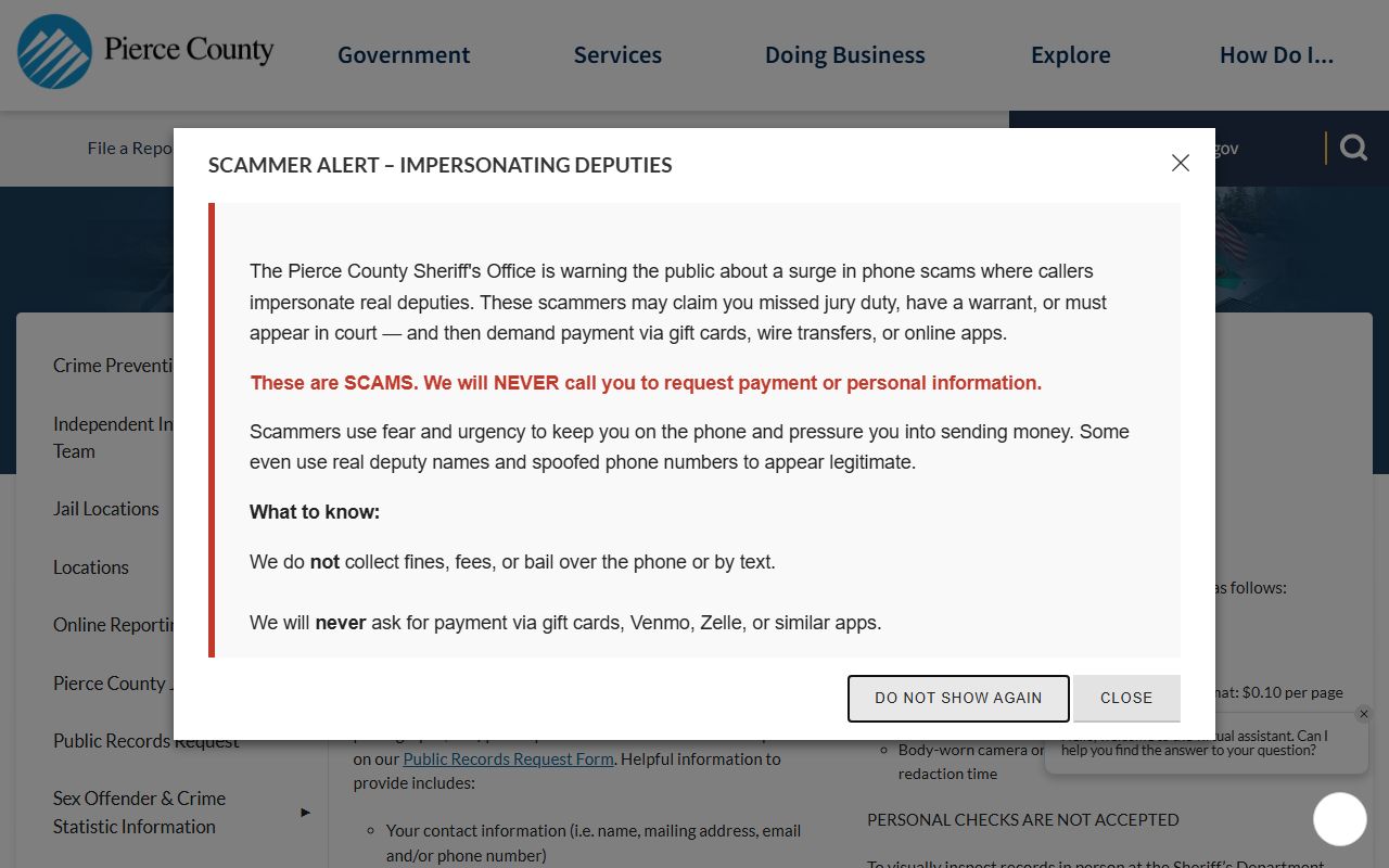 pierce county public records arrest records request