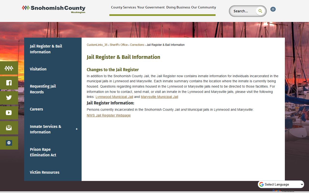 snohomish county jail register bail information arrest records