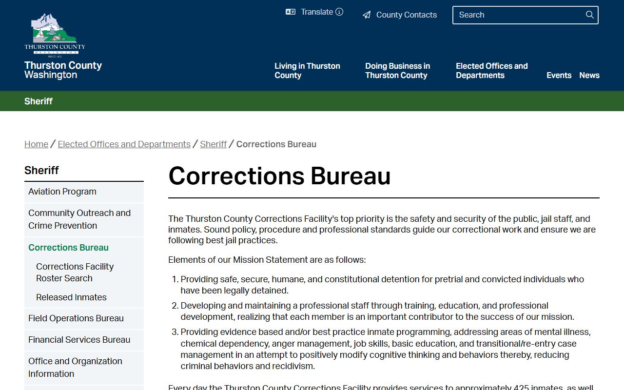 thurston county corrections bureau arrest records
