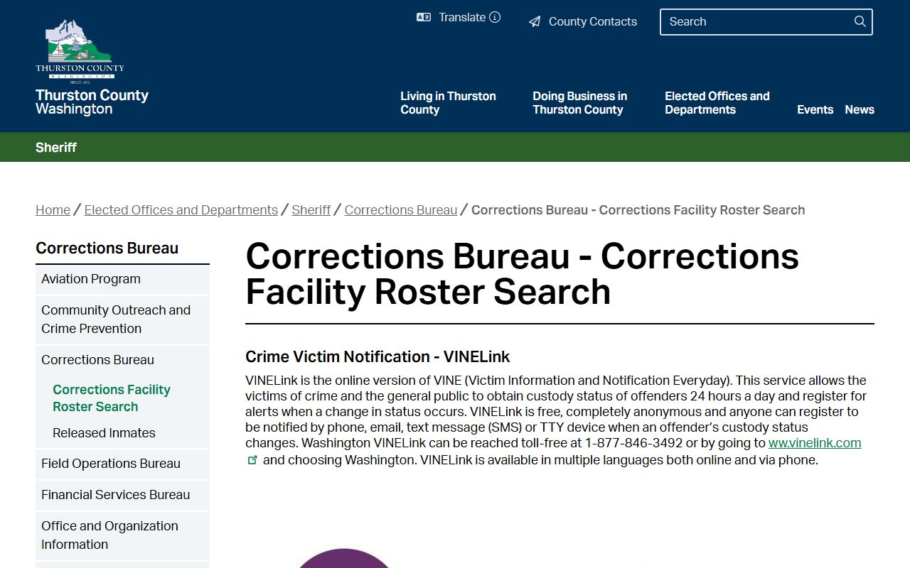 thurston county corrections roster search arrest records