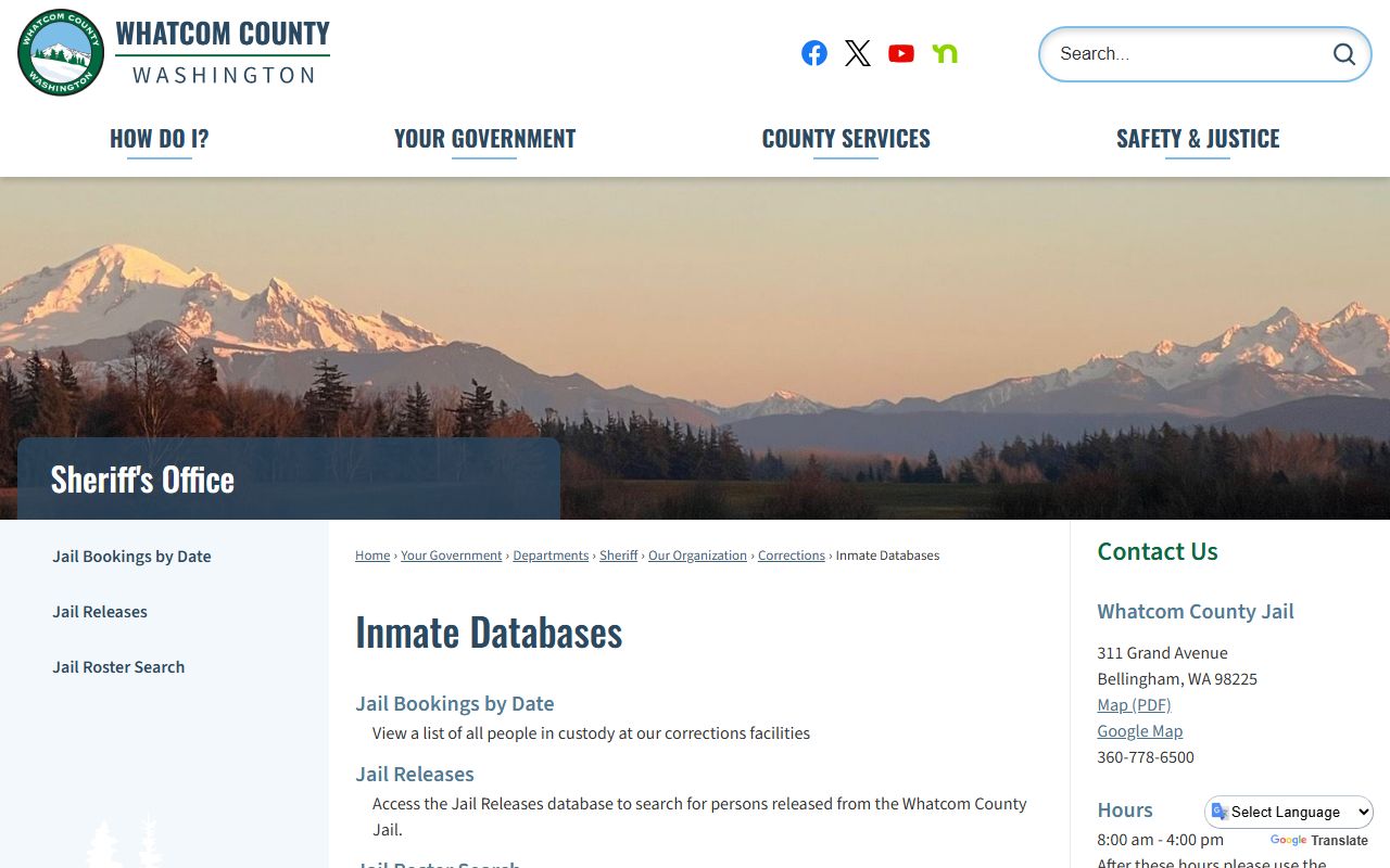 whatcom county inmate databases booking history arrest records