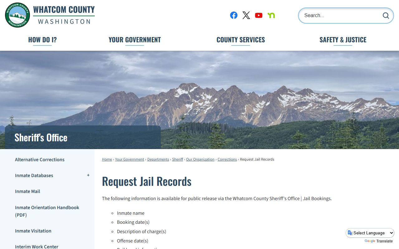 whatcom county jail records request arrest records
