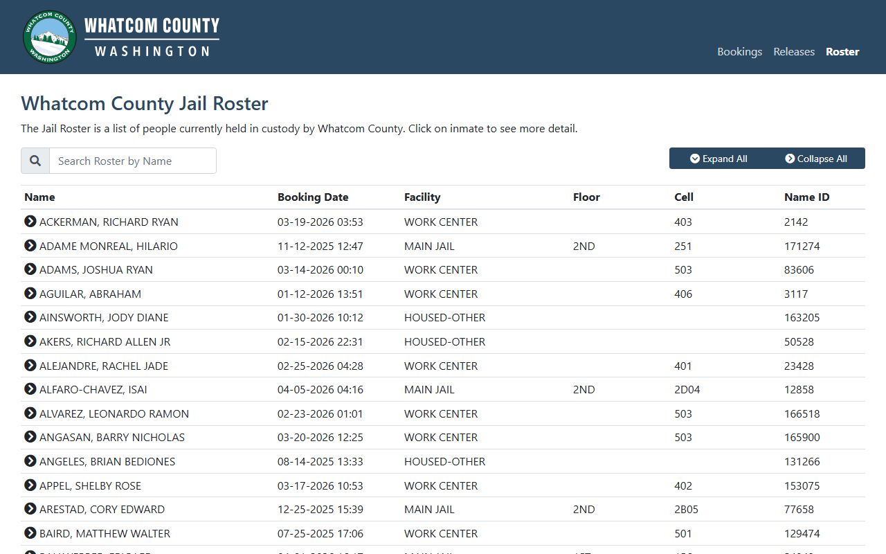 whatcom county jail roster arrest records search