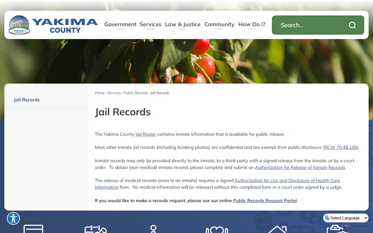 yakima county jail records request arrest records