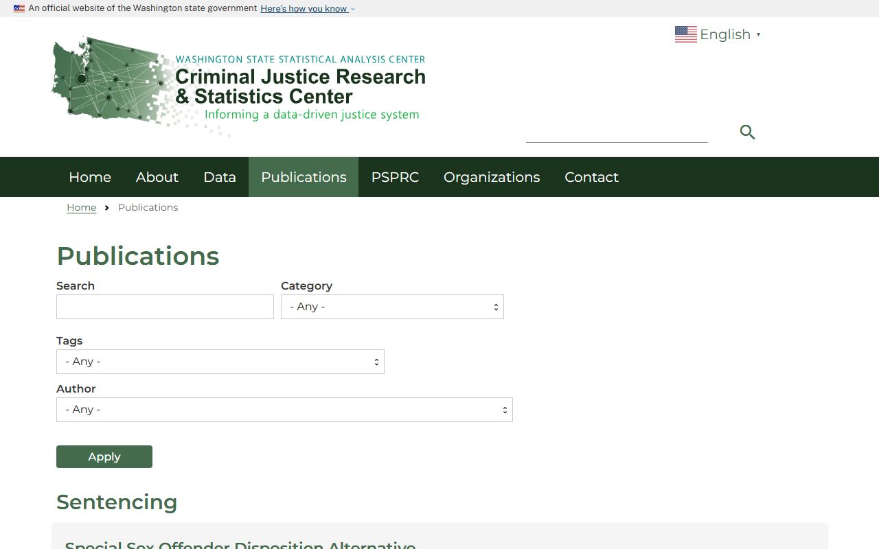Washington Statistical Analysis Center arrest trend publications