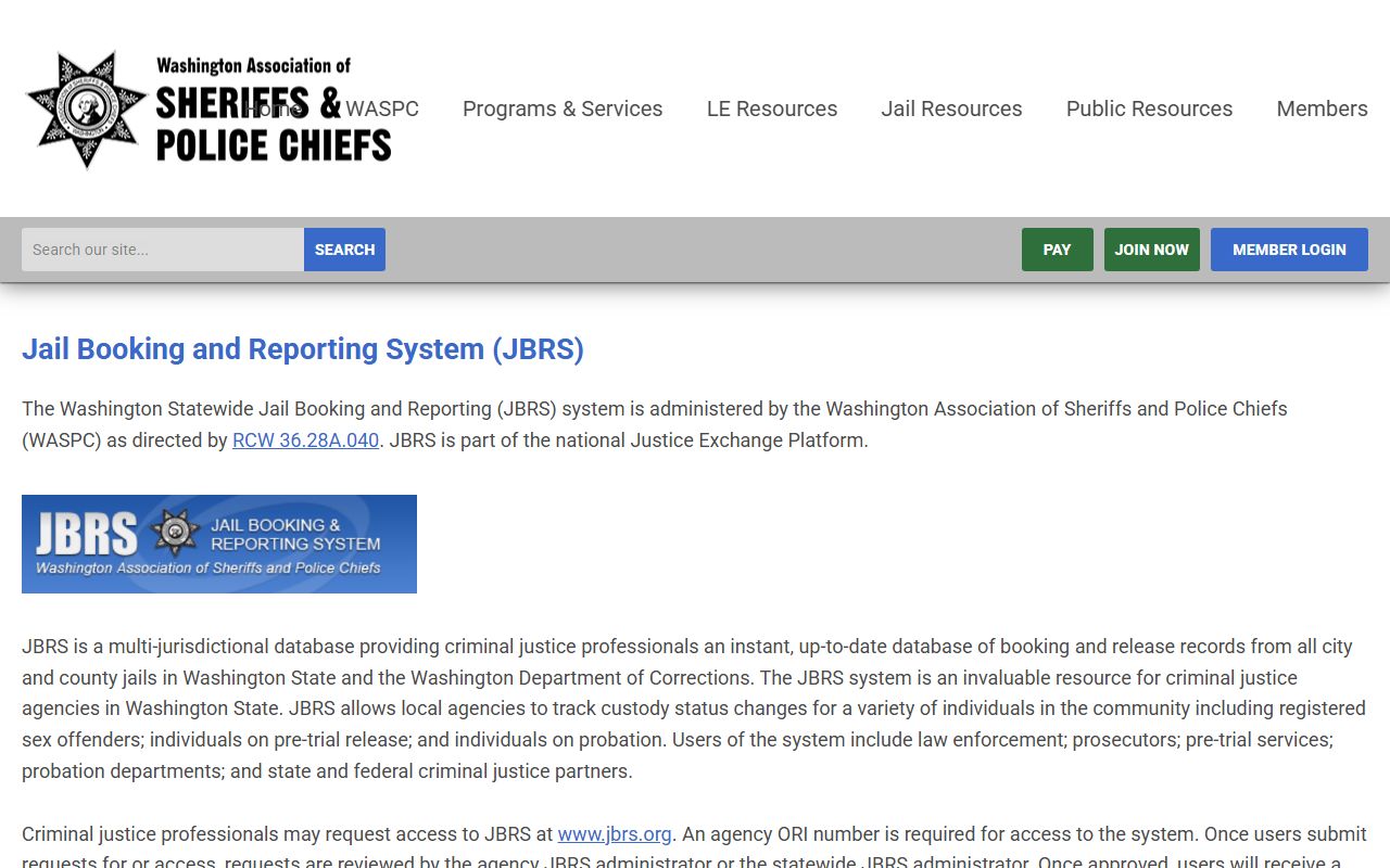 WASPC Jail Booking and Reporting System Washington